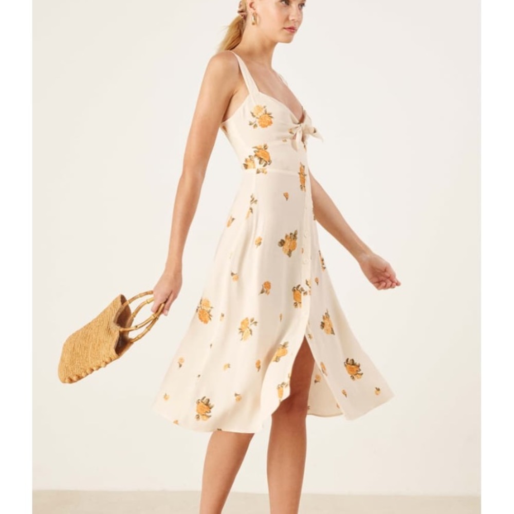 REFORMATION Frankfort Tie Bodice Dress